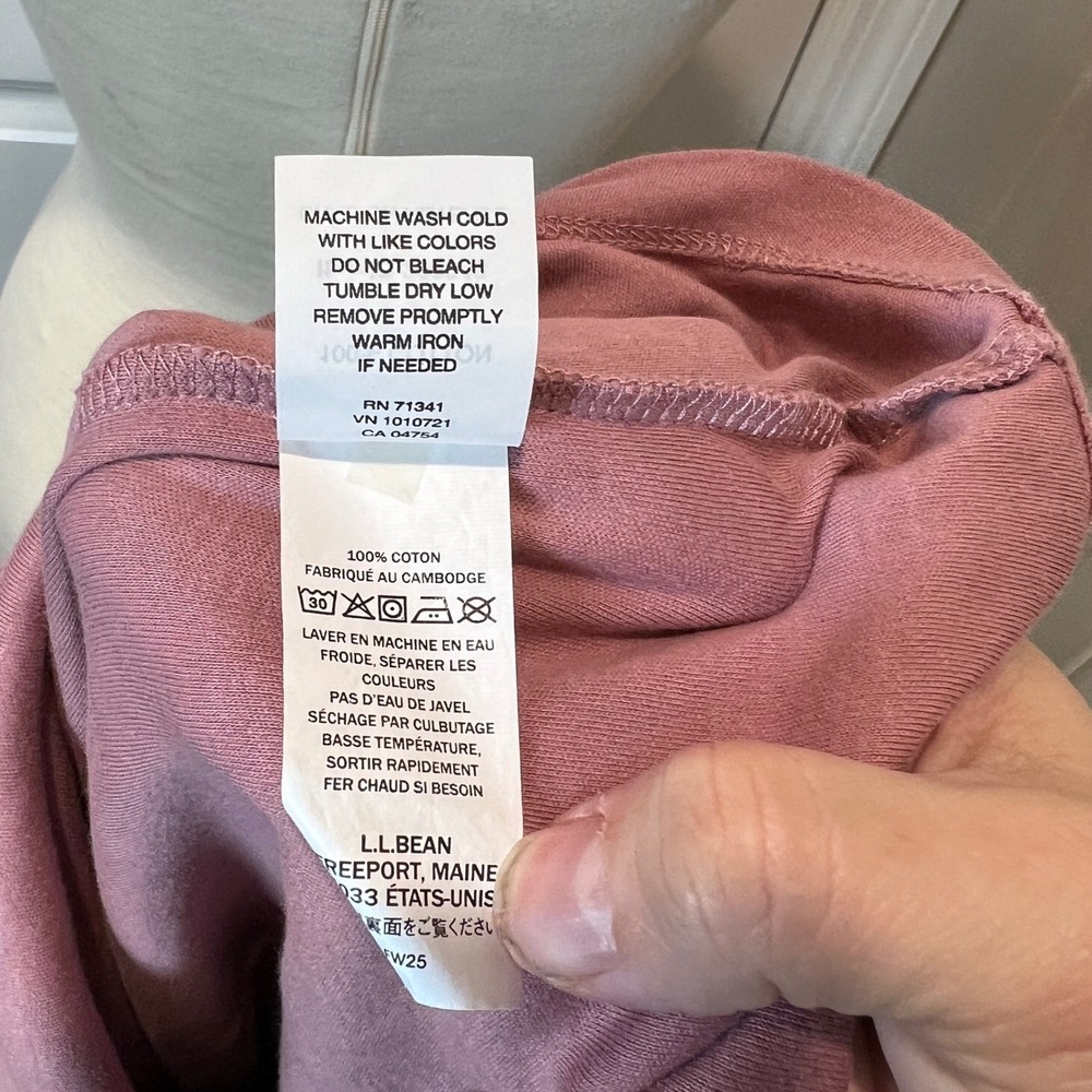 LL Bean Pink Cotton Cowl Neck Long Sleeve Casual Top Women M - Picture 7 of 7